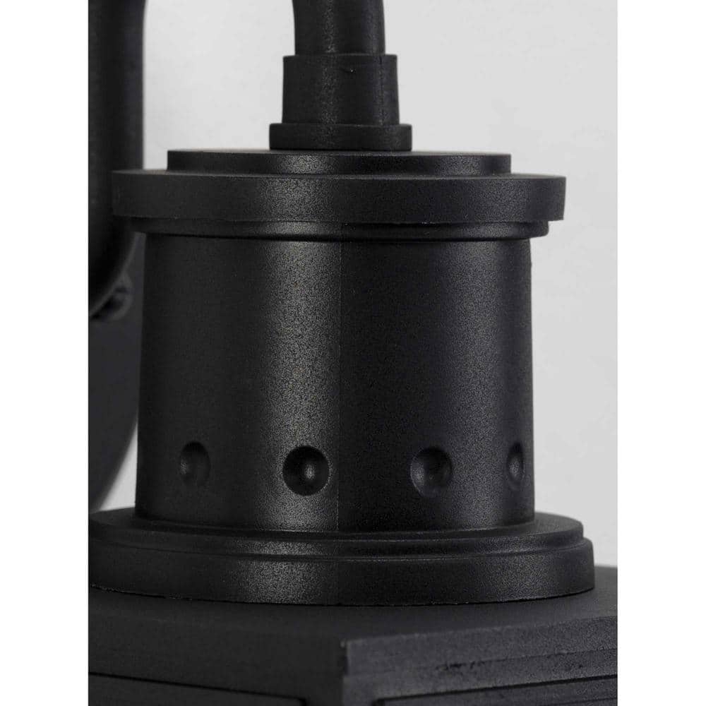 Black Composite Polymer Outdoor Wall Lantern with Seedy Glass Shade
