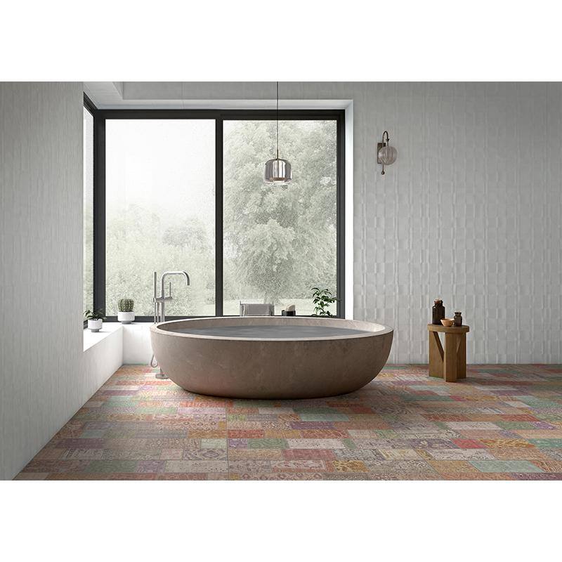 Nimbus 18" x 47" Textured Cotton White Ceramic Wall Tile