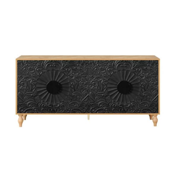 62.99 in. W x 15.75 in. D x 32 in. H Bathroom Black Linen Cabinet