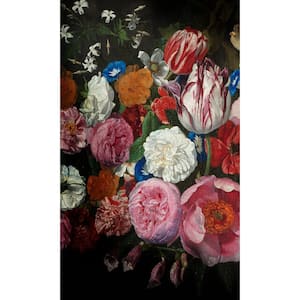 Black Bold Wild Roses Floral Printed Non-Woven Paper Non-Pasted Textured Wallpaper L 9 ft. 10 in. x W 125 in.