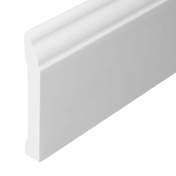 5523 1/2 in. x 2 40/93 in. x 96 in. Finished PVC Composite White Baseboard Moulding (1-Piece − 8 Total Linear Feet)