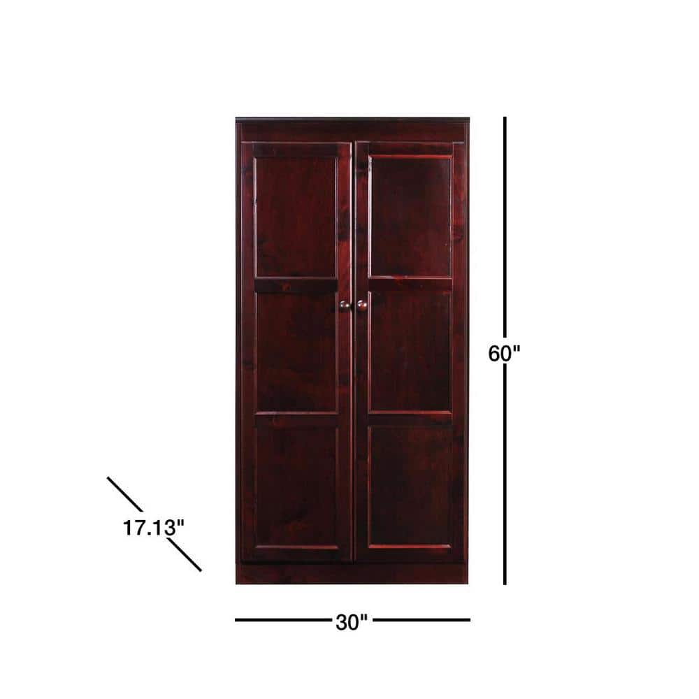 Traditional 60" Wood Storage Cabinet with 4-Shelves in Cherry