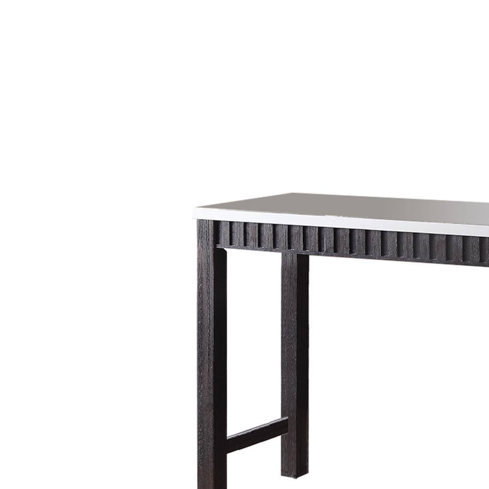 60" Weathered Espresso Marble Top Counter Height Dining Set