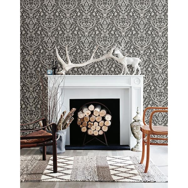 Kiwassa Brown Antler Damask Paper Strippable Roll (Covers 56.4 sq. ft.)