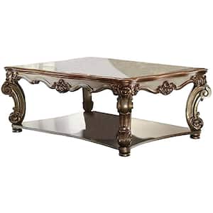Vendome 58 in. Gold Patina Rectangle Resin Coffee Table