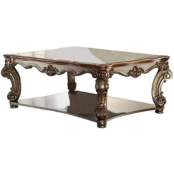 Acme Furniture Vendome 58 in. Gold Patina Rectangle Resin Coffee Table