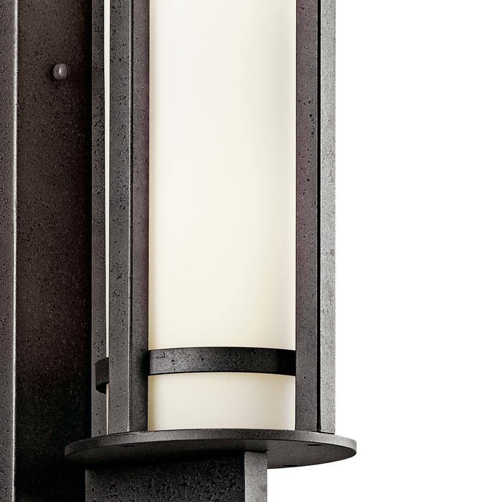 Camden 26" Grey Iron Lantern Sconce with White Shade