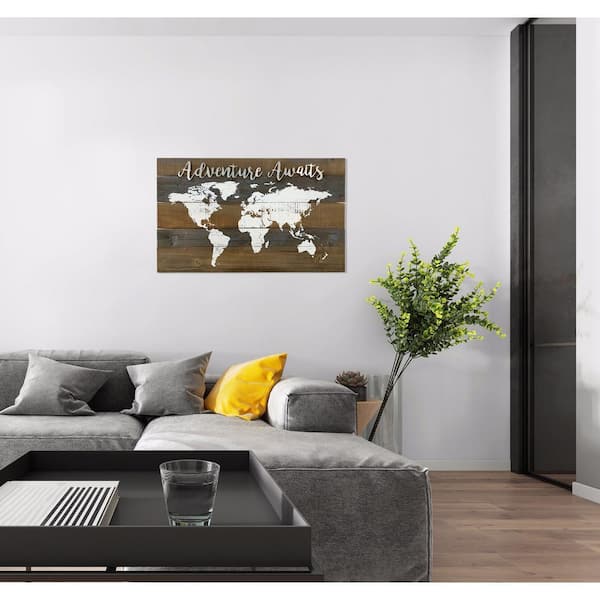 Sfondo Fotografico Adventure Awaits Con Mappa Del Mondo 2,1x1,5 M - Decorazione In Vinile Per Feste A Tema Viaggio E Addii Al Nubilato