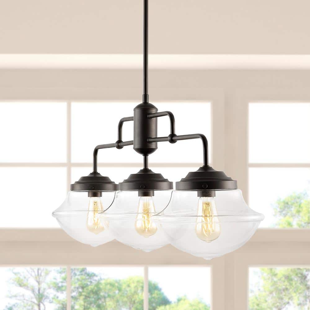Avery 37.5" Oil-Rubbed Bronze 3-Light Industrial Rustic LED Linear Pendant