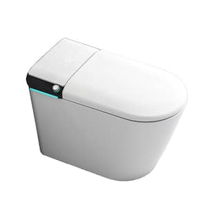 1.28 GPF Auto Open Close Lid Elongated Bidet Toilet in Gloss White with Heated Seat Warm Washing Air Dryer