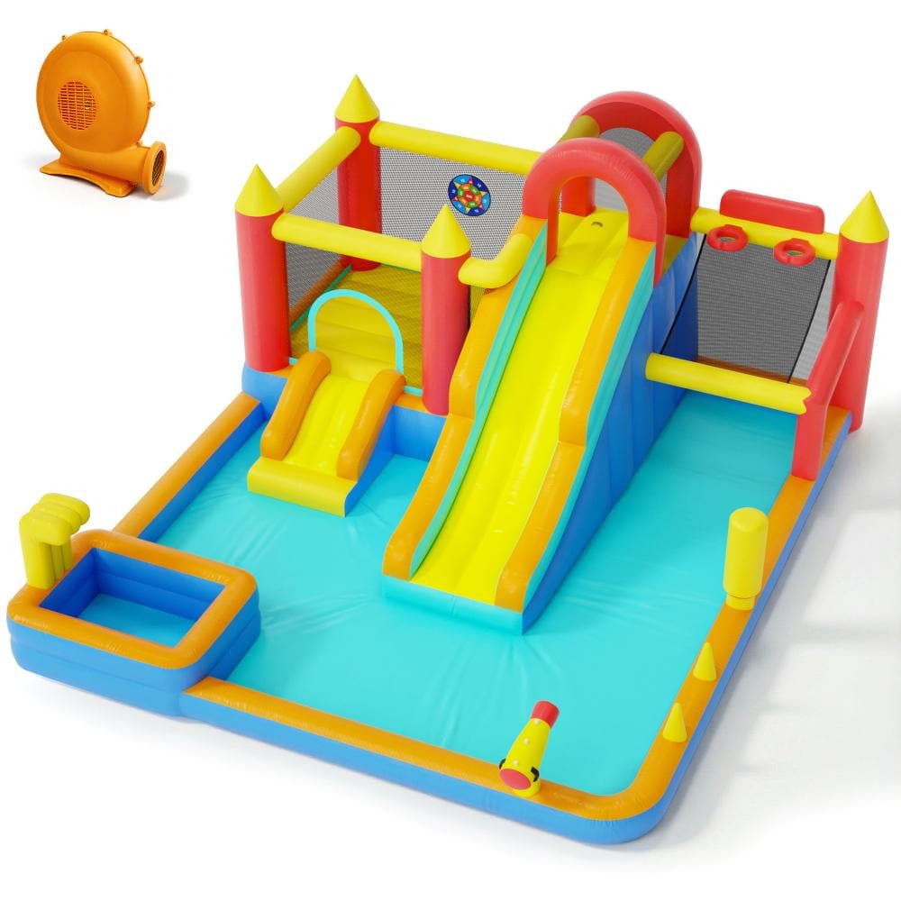 Inflatable Bounce House Multi Game Bouncer with Slide Climbing Wall Boxing Ring Basketball Hoop 550W GFCI Blower price history on PriceWatchPro