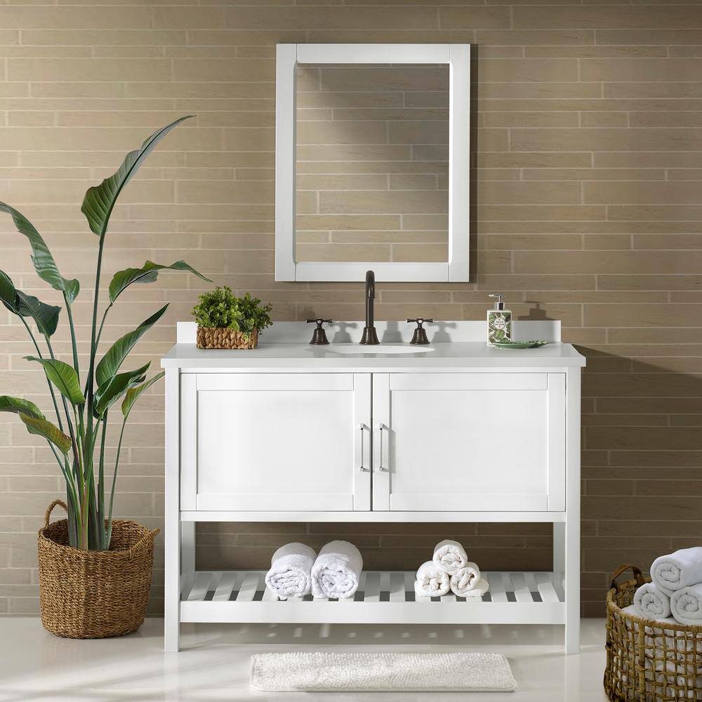 Bennet 48" White Pine Wood Freestanding Vanity Cabinet
