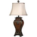StyleCraft 33.5 in. Faux Crocodile Hide and Gold Highlighted Table Lamp ...