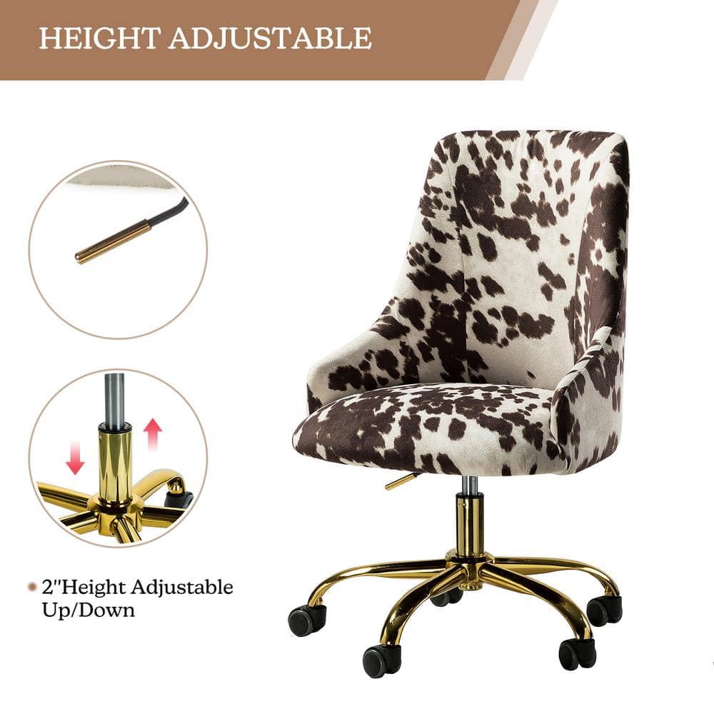 Ergonomic Swivel Task Chair in Cowhide Fabric with Metal Base