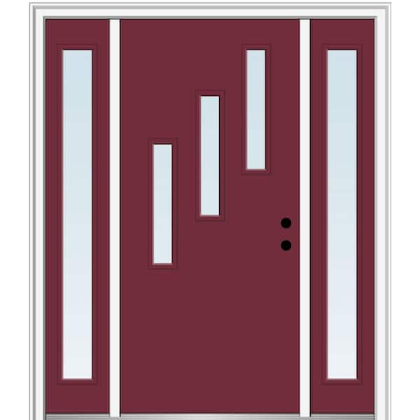 MMI Door 68.5 in. x 81.75 in. Davina Left-Hand Inswing 3-Lite Clear Low-E Painted Fiberglass Prehung Front Door with Sidelites