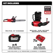 M18 FUEL 18V Brushless Cordless Dual Battery Backpack Blower Kit w/16 in. Chainsaw, (4) 12.0 Ah Batteries, 2 Chargers