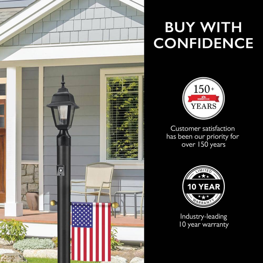 Maple Street Black Outdoor Post Light with Clear Glass