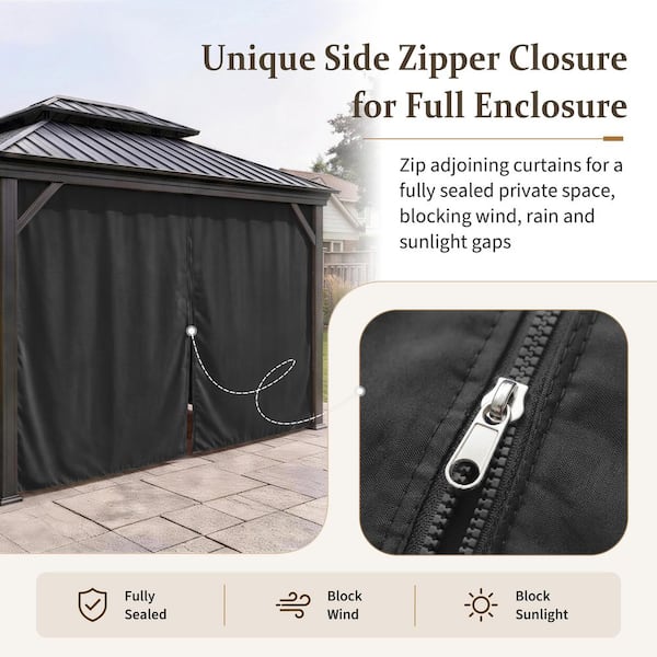 Kimunuk 10 ft. x 12 ft. Universal Outdoor Privacy Curtains, Gazebo