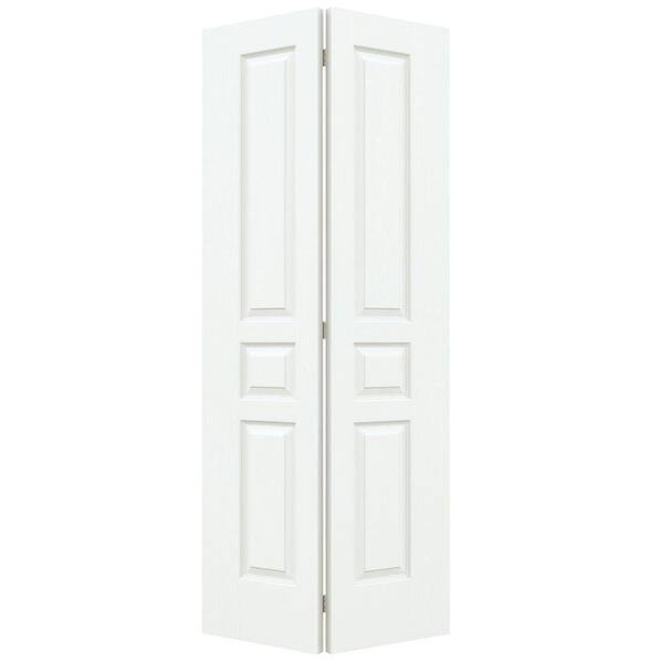 JELD-WEN 36 in. x 80 in. Avalon White Painted Textured Hollow Core Molded Composite Closet Bi-fold Door