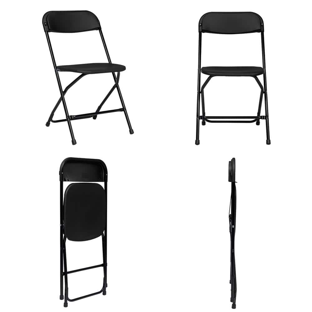 Black Metal Frame Plastic Folding Utility Chairs, Set of 6