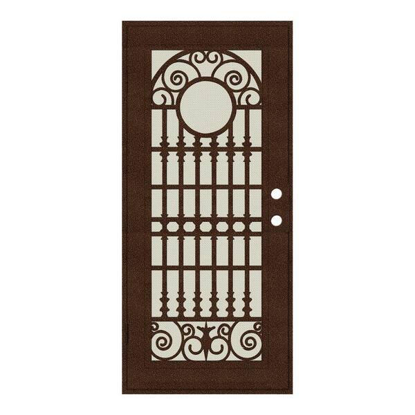 Unique Home Designs 36 in. x 80 in. Spaniard Copperclad Right-Hand Surface Mount Aluminum Security Door with Beige Perforated Screen