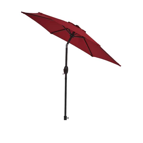 Inner Decor Elias 7.5 ft. Steel Market Tilt Patio Umbrella in Chili Red Without Base