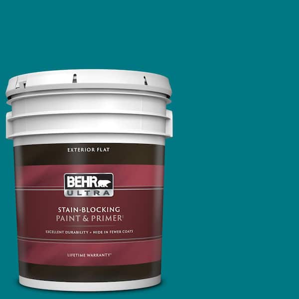BEHR ULTRA 5 gal. #P470-7 The Real Teal Flat Exterior Paint & Primer