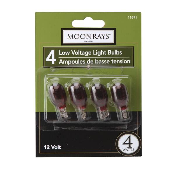 Moonrays 4-Watt Red Glass T5 Wedge Base Incandescent Replacement Light Bulb (4-Pack)