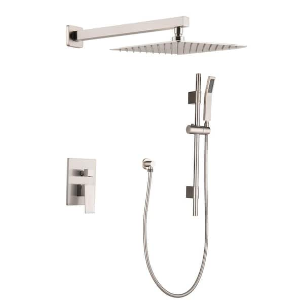 YASINU 1-Spray Square Hand Shower and Showerhead from Wall Combo Kit ...