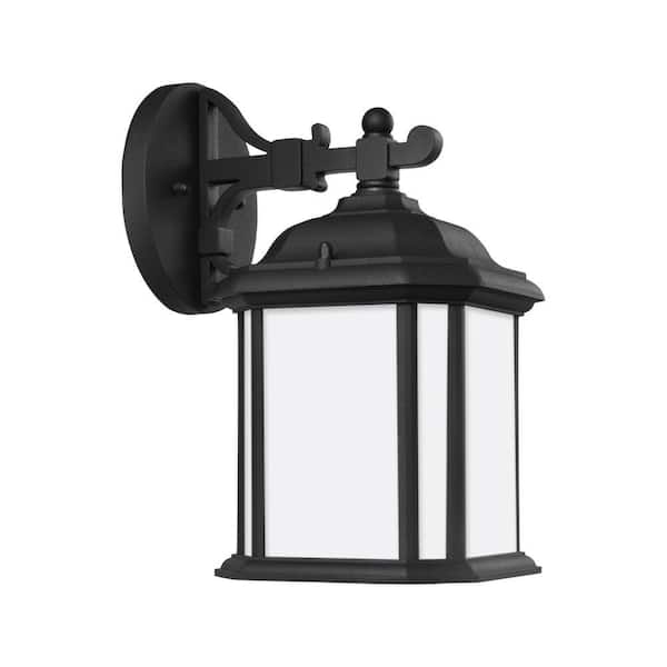 Kent 1-Light Black Outdoor 11.5 in. Wall Lantern Sconce