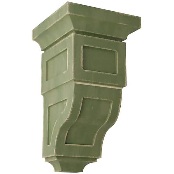 Ekena Millwork 5 in. x 10 in. x 5-3/4 in. Restoration Green Medium Reyes Wood Vintage Decor Corbel