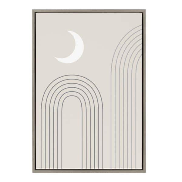 Kate and Laurel Sylvie Moon over the Mountains by The Creative Bunch Studio Framed Canvas Landscape Art Print 33 in. x 23 in.