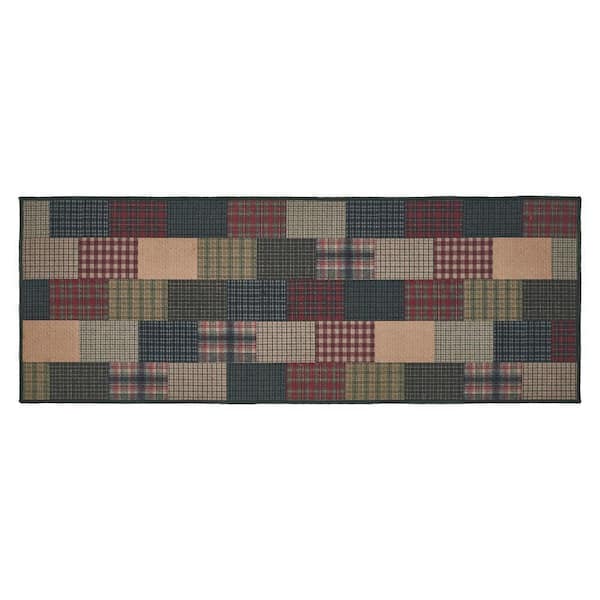 Tea Cabin 17 in. W x 48 in. L Multi Plaid Polyester Bathmat
