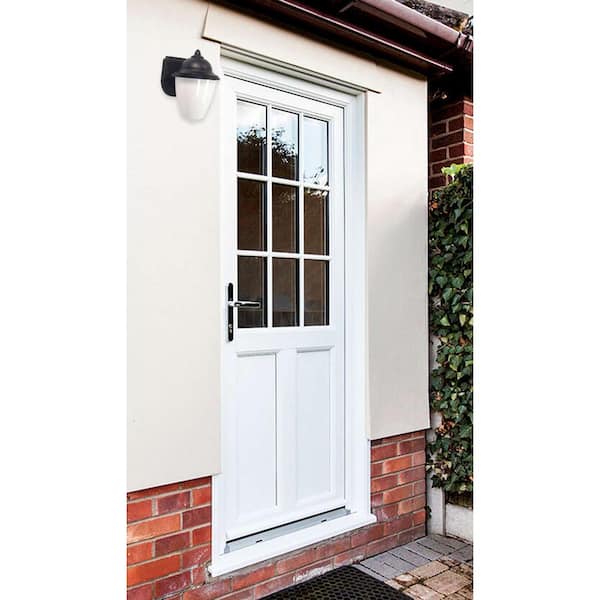 Park Point 9 in. Black Composite Outdoor Hardwired Lantern Sconce with Opal Diffuser 4000K LED