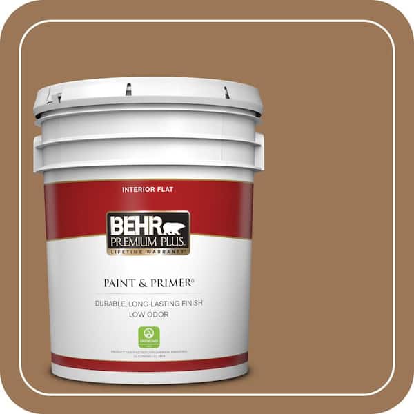 BEHR PREMIUM PLUS 5 gal. #PPU4-02 Coco Rum Flat Low Odor Interior Paint & Primer