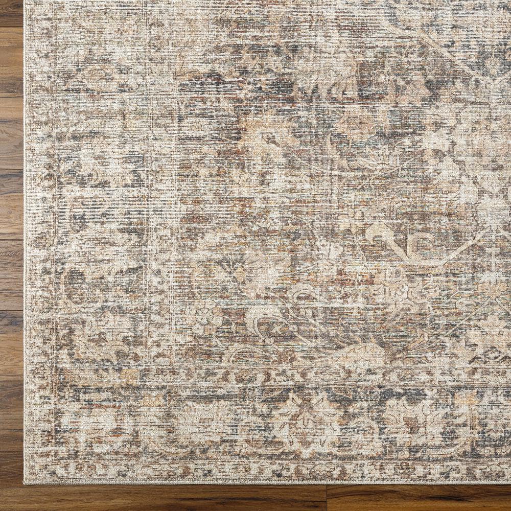 Marlene Vintage Medallion Black Synthetic Area Rug 5'2" x 7'