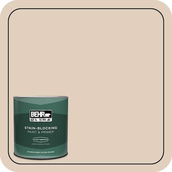 BEHR ULTRA 1 qt. #N240-2 Adobe Sand Extra Durable Semi-Gloss Enamel Interior Paint & Primer
