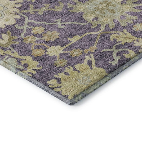 Mayfield Premium Machine Washable Abstract AMF1150 Eggplant 8 ft. x 10 ft. Area Rug