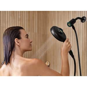 Quattro 4-Spray Patterns with 6.5 in. Single Wall Mount Handheld Shower Head with Magnetix in Matte Black