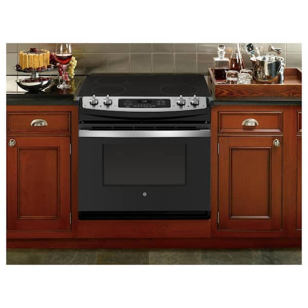 GE 30 in. 5.3 cu. ft. Slide-In Electric Range in Stainless Steel with Self  Clean JS645SLSS - The Home Depot