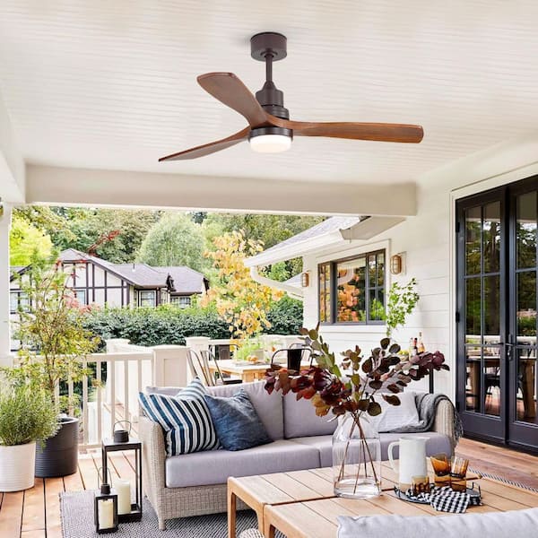 Sofucor 52 in. Indoor/Outdoor Brown Standard Downrod Ceiling Fan