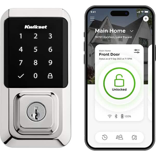 HALO Polished Chrome Touchscreen WiFi Keypad Electronic Single-Cylinder Smart Lock Deadbolt featuring SmartKey Security