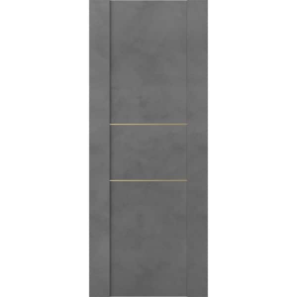 Belldinni Vona 01 2H Gold 24 in. W x 80 in. H x 1-3/4 in. D 1-Panel Solid Core Dark Urban Prefinished Wood Interior Door Slab
