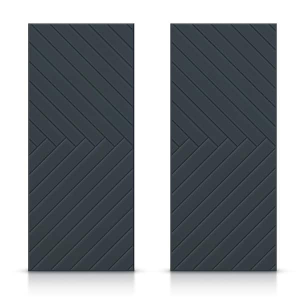 CALHOME 48 in. x 80 in. Hollow Core Charcoal Gray Painted Composite MDF Interior Double Closet Sliding Doors