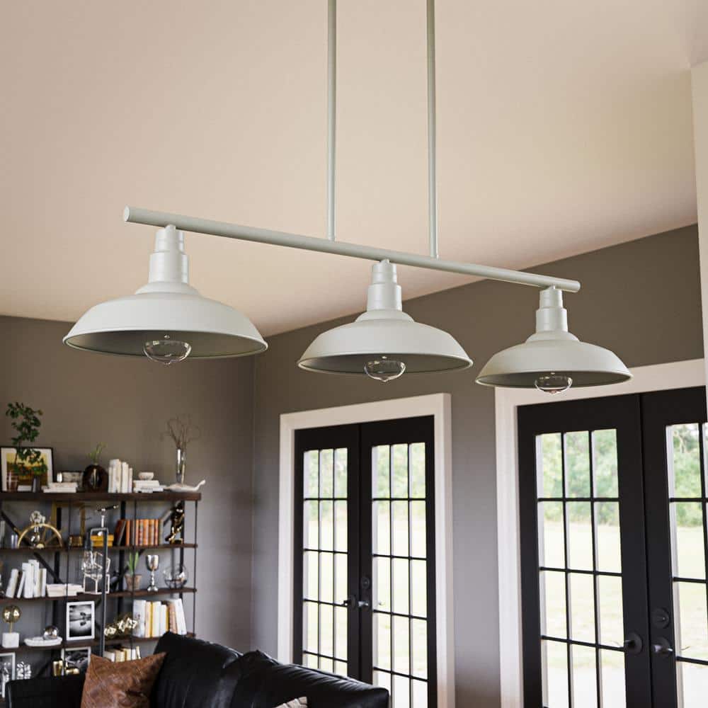 Gray Metal 3-Light Industrial Island Chandelier