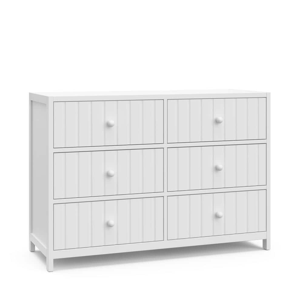 White Wood 6-Drawer Double Nursery Dresser