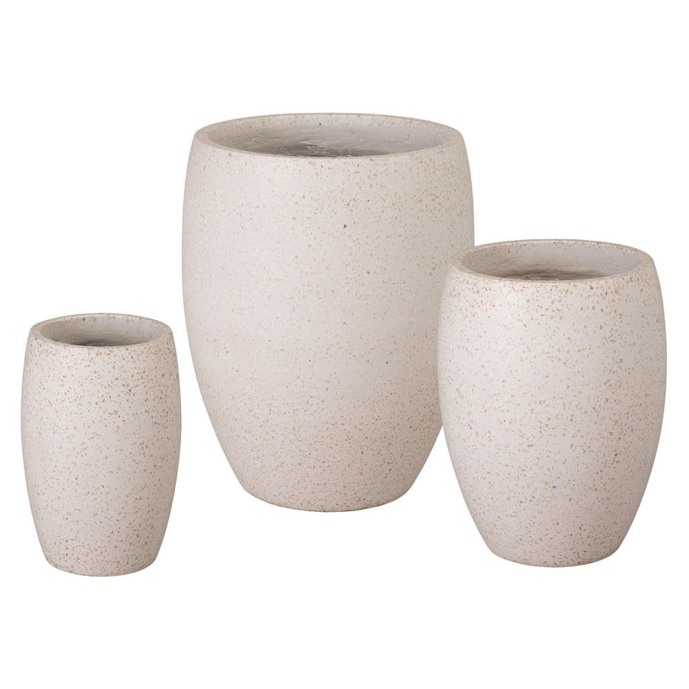 17 in., 21 in., 27 in. H Terrazzo Yellow Terrazzo Round Planters with Drainage Hole (Set of 3) price history on PriceWatchPro