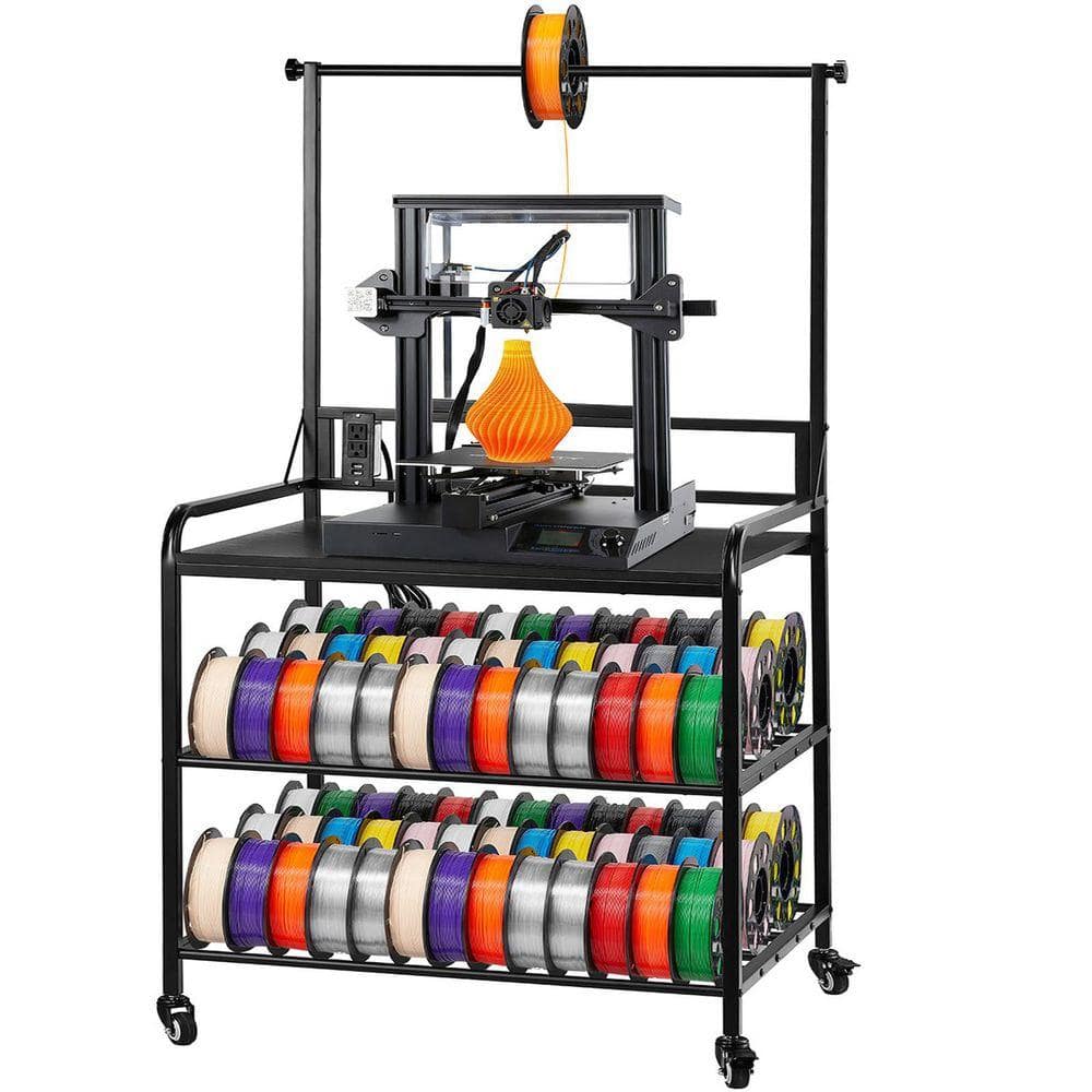 VEVOR 3D Printer Filament Storage Rack, 3-Tier 3D Printer Stand with Filament Storage, Spools Holder Racks Cart with Wheels