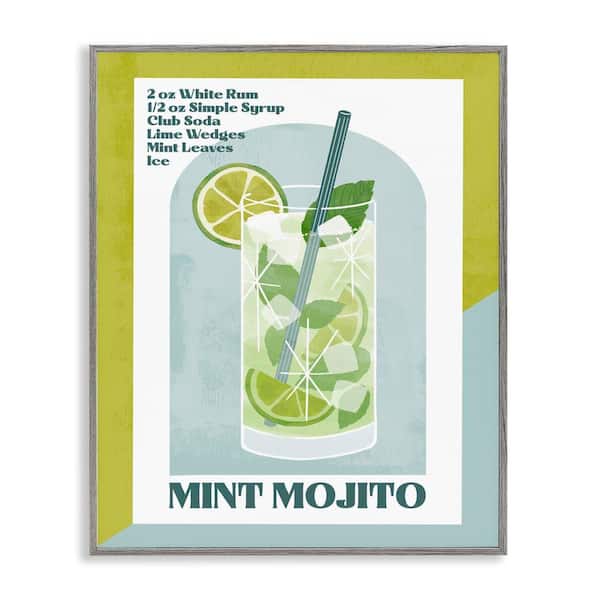 Stupell Industries Retro Mint Mojito Recipe by Deane Beesley Gray Framed Food Giclee Art Print 20 in. x 16 in.