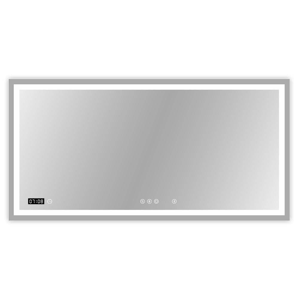 60 in. W x 36 in. H LED Frameless Rectangular Clear Mirror for Living Room